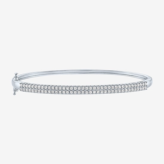 (G-H / Si2-I1) 1 CT. T.W. Lab Grown White Diamond 10K White Gold Bangle Bracelet