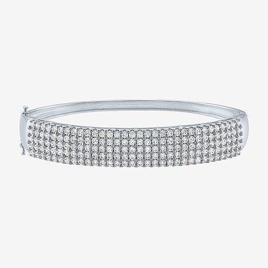 (G-H / Si2-I1) 4 CT. T.W. Lab Grown Diamond 10K White Gold Bangle Bracelet