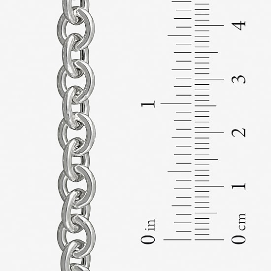 Made in Italy Womens Sterling Silver 7.5 Inch Hollow Cable Chain Bracelet