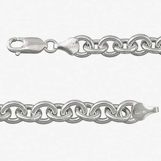 Made in Italy Womens Sterling Silver 7.5 Inch Hollow Cable Chain Bracelet