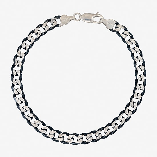 Made in Italy Mens Sterling Silver 8 1/2 Inch Hollow Curb Chain Bracelet