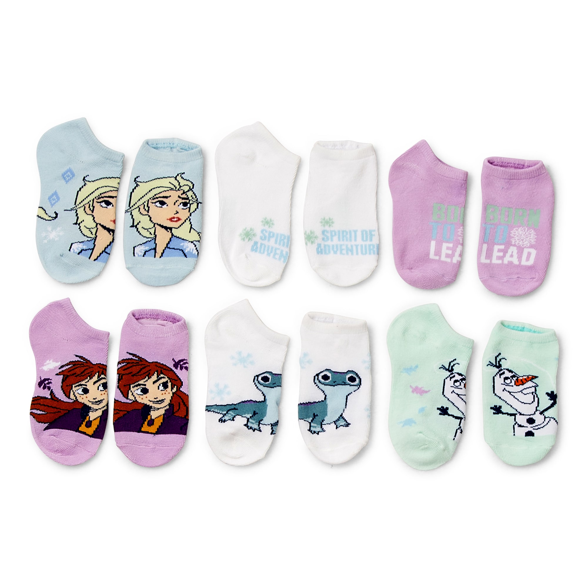Big Kid Girls Multi-Pack 6 Pair Frozen Low Cut Socks
