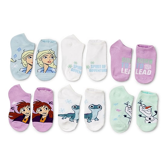 Big Kid Girls Multi-Pack 6 Pair Frozen Low Cut Socks