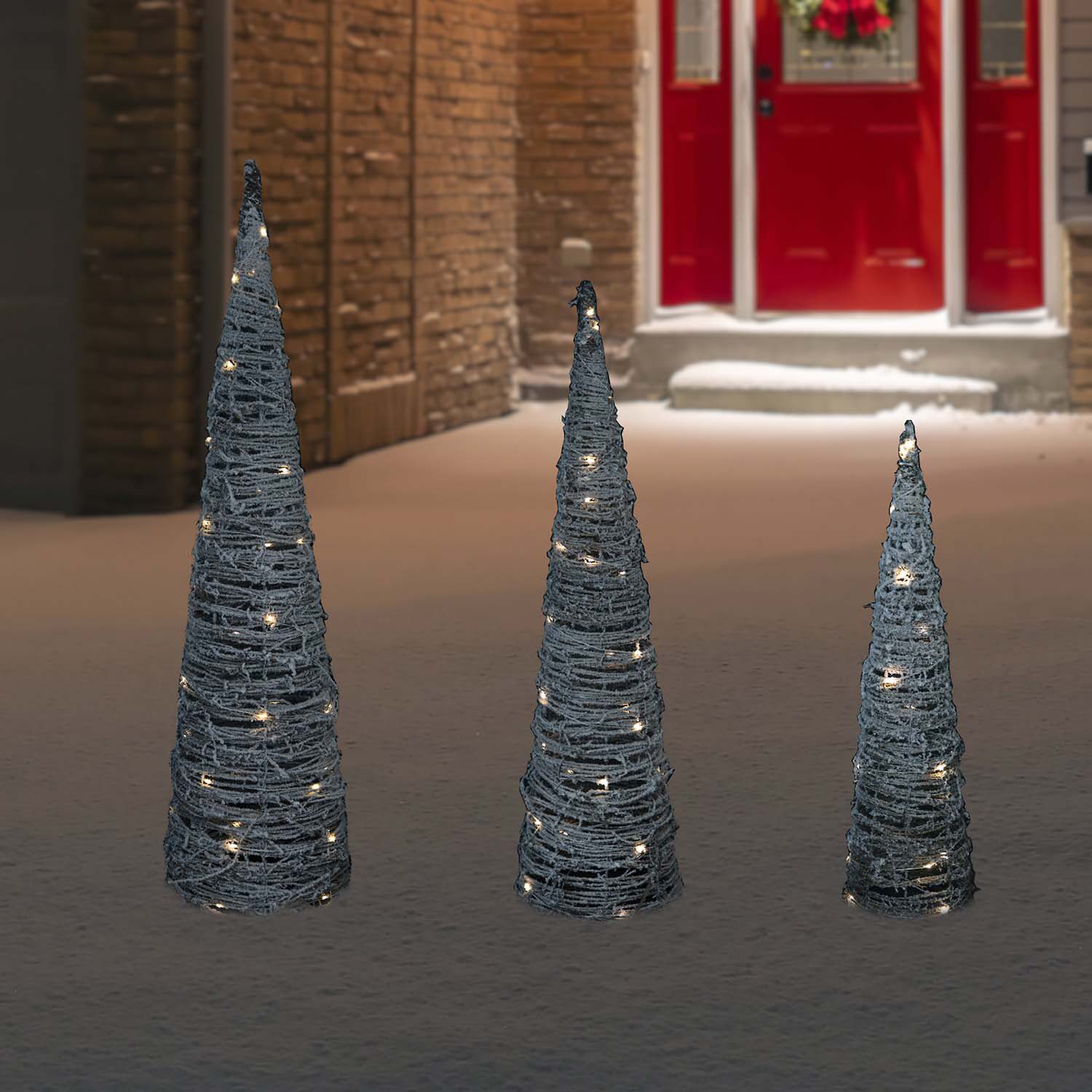 Northlight Led Snowy Rattan  Cone Tree 3-pc. Lighted Christmas Tabletop Decor