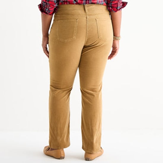 St. John's Bay Womens Plus High Rise Wide Leg Corduroy Pant