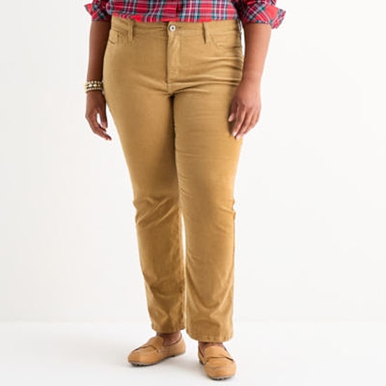 St. John's Bay Womens Plus High Rise Wide Leg Corduroy Pant
