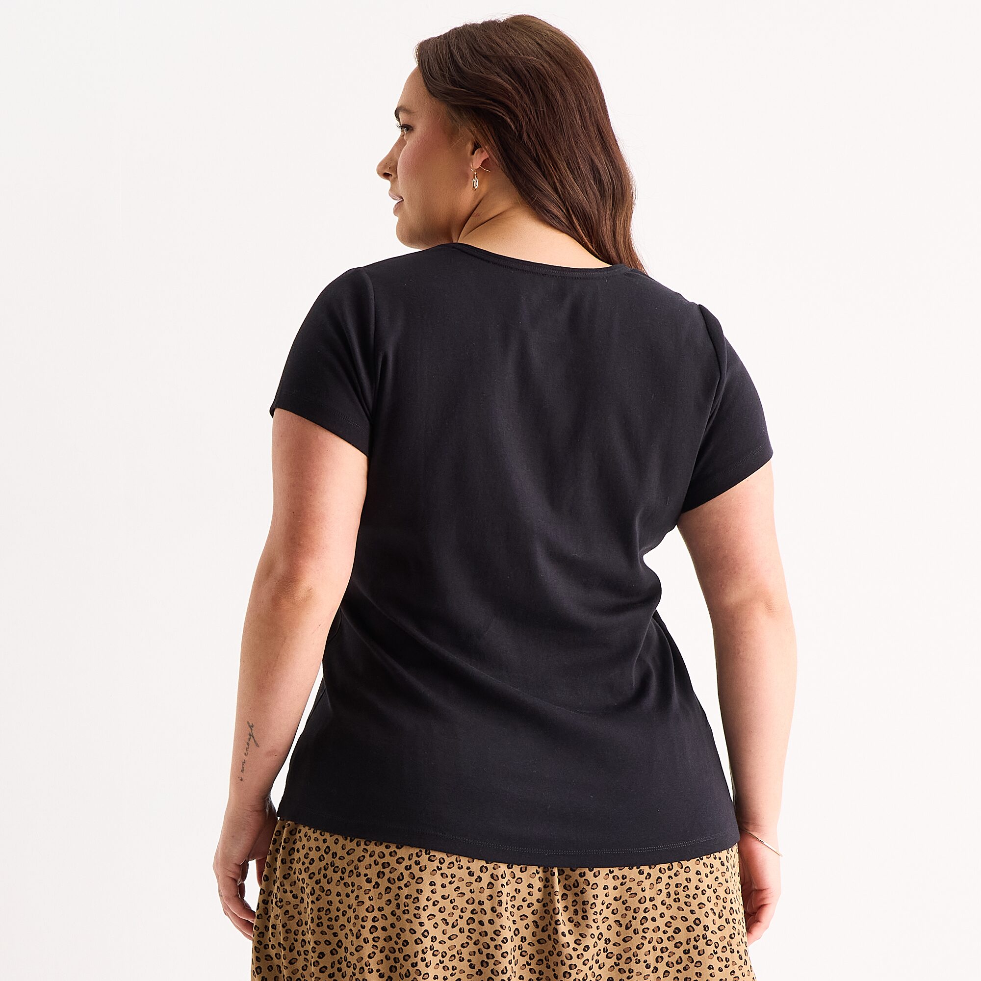 St. John's Bay Womens Plus Crew Neck Short Sleeve T-Shirt