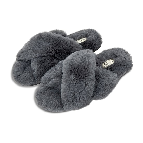 JS Jessica Simpson High Plush Cross Womens Slip-On Slippers