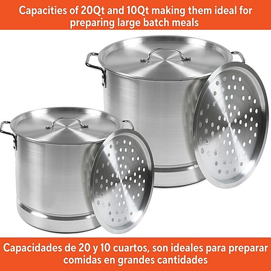IMUSA 2-pc. Aluminum Steamer Set with Lids