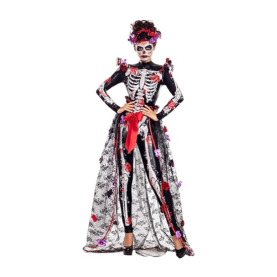 Womens Rosas Day Of Dead Costume