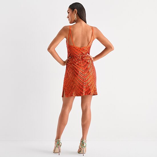 Bob Mackie Womens Sequin Sleeveless Sheath Dress