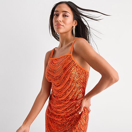 Bob Mackie Womens Sequin Sleeveless Sheath Dress