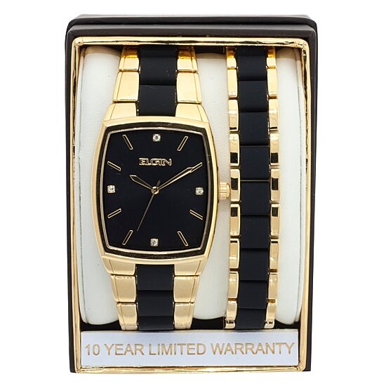 Elgin Mens Black Watch Boxed Set Fg1610010ttst