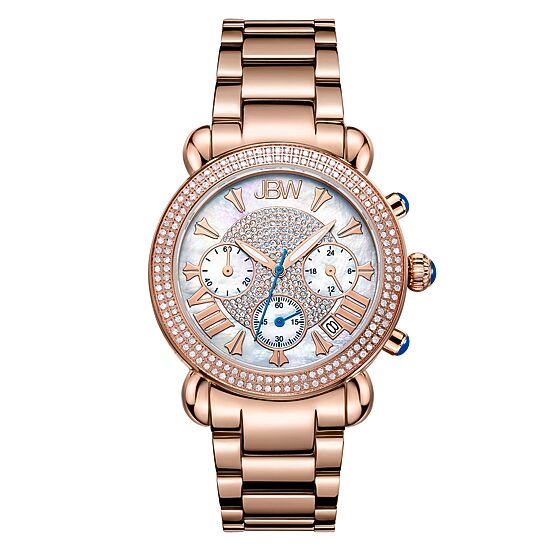 JBW Victory Womens Diamond-Accent Rose-Tone Stainless Steel Bracelet Watch JB-6210-160-G