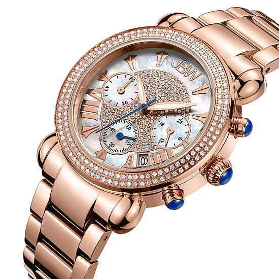 JBW Victory Womens Diamond-Accent Rose-Tone Stainless Steel Bracelet Watch JB-6210-160-G