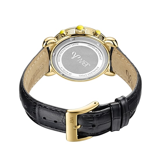 JBW Victory Womens 1/6 CT. T.W. Diamond Black Leather Strap Watch JB-6210L-A