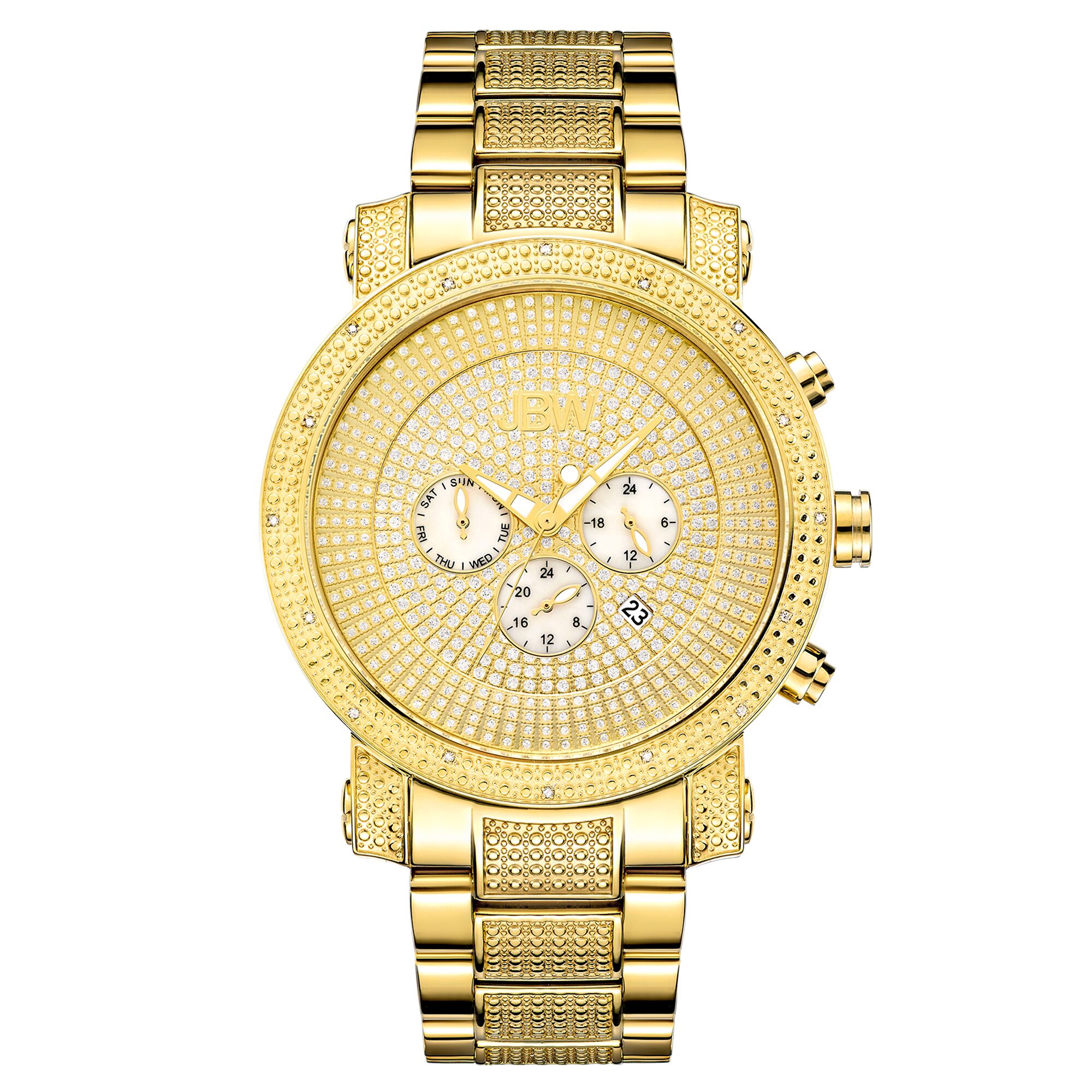 JBW Victor Mens Diamond- and Crystal-Accent Gold-Tone Stainless Steel Watch JB-8102-A