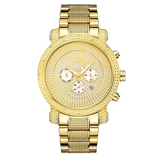 JBW Victor Mens Diamond- and Crystal-Accent Gold-Tone Stainless Steel Watch JB-8102-A