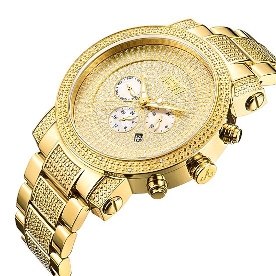 JBW Victor Mens Diamond- and Crystal-Accent Gold-Tone Stainless Steel Watch JB-8102-A