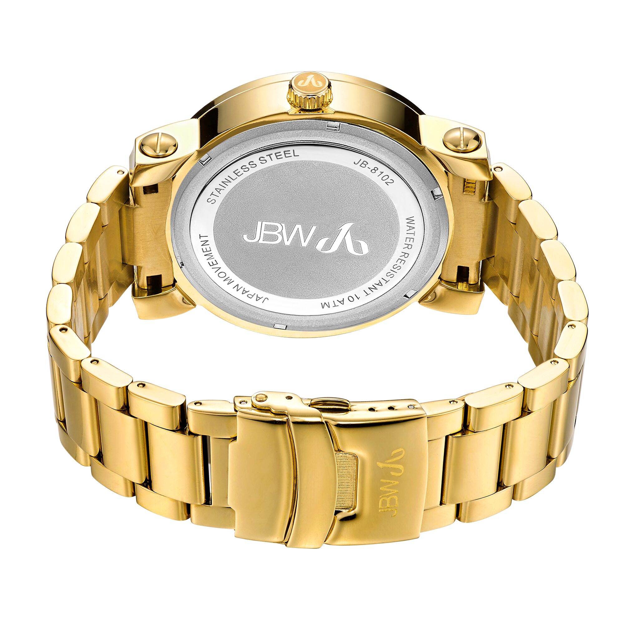 JBW Victor Mens Diamond- and Crystal-Accent Gold-Tone Stainless Steel Watch JB-8102-A