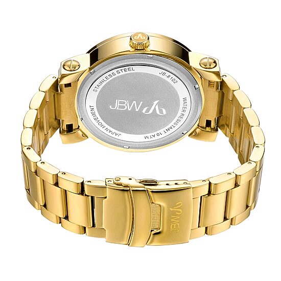 JBW Victor Mens Diamond- and Crystal-Accent Gold-Tone Stainless Steel Watch JB-8102-A
