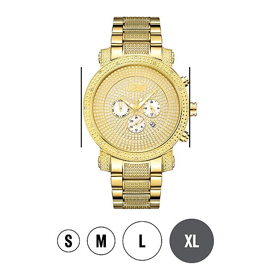 JBW Victor Mens Diamond- and Crystal-Accent Gold-Tone Stainless Steel Watch JB-8102-A