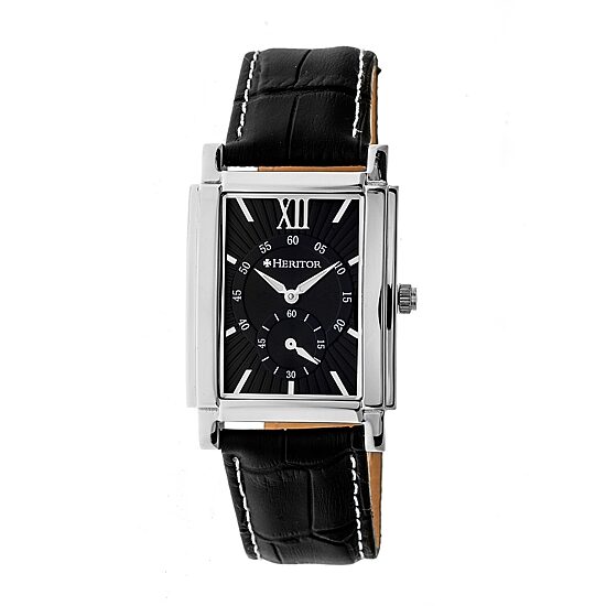 Heritor Automatic Frederick Mens Automatic Black Leather Strap Watch Herhr6102