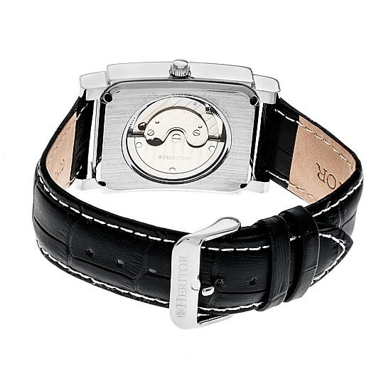 Heritor Automatic Frederick Mens Automatic Black Leather Strap Watch Herhr6102