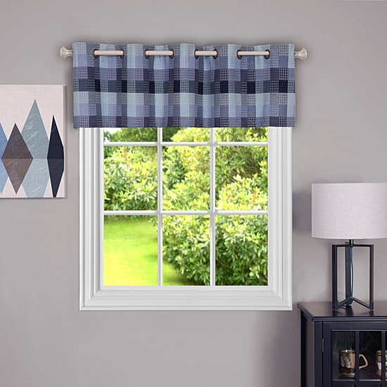 Harvard Check Grommet Top Tailored Valance
