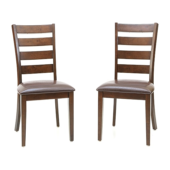 Landry Set of 2 Faux-Leather Ladderback Dining Chairs