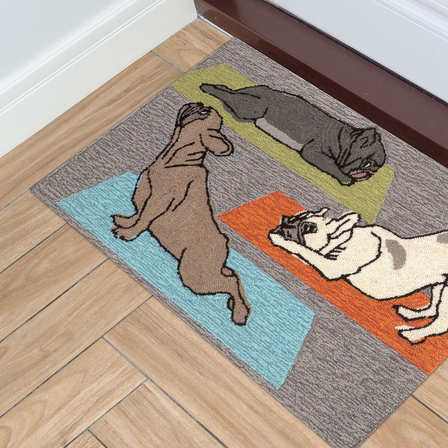 Liora Manne Frontporch Yoga Dogs Animal Hand Tufted Indoor Outdoor Rectangular Accent Rug