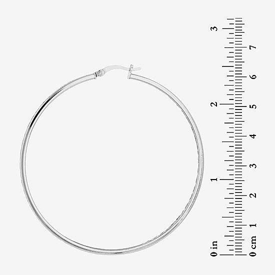 Womens Sterling Silver 60mm Hoop Earrings