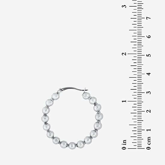 Womens Sterling Silver 30mm Round Hoop Earrings