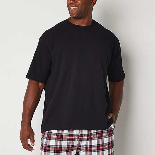 Stafford Super Soft Mens Crew Neck Short Sleeve Big and Tall Pajama Top, 4x-large, Black