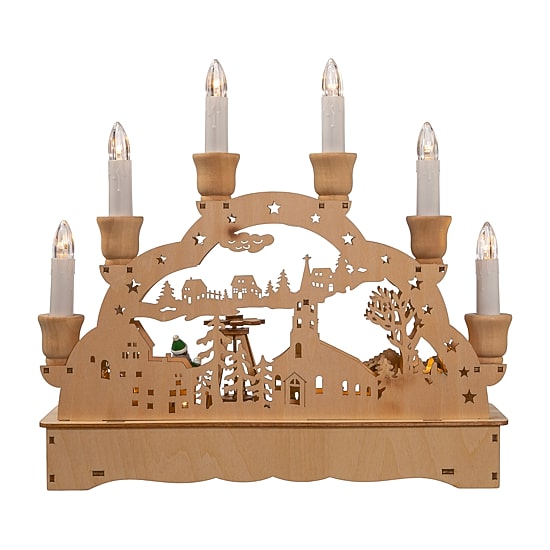 Kurt Adler 10.25-Inch Wooden Led Motion Lighted Plays Music Christmas Village