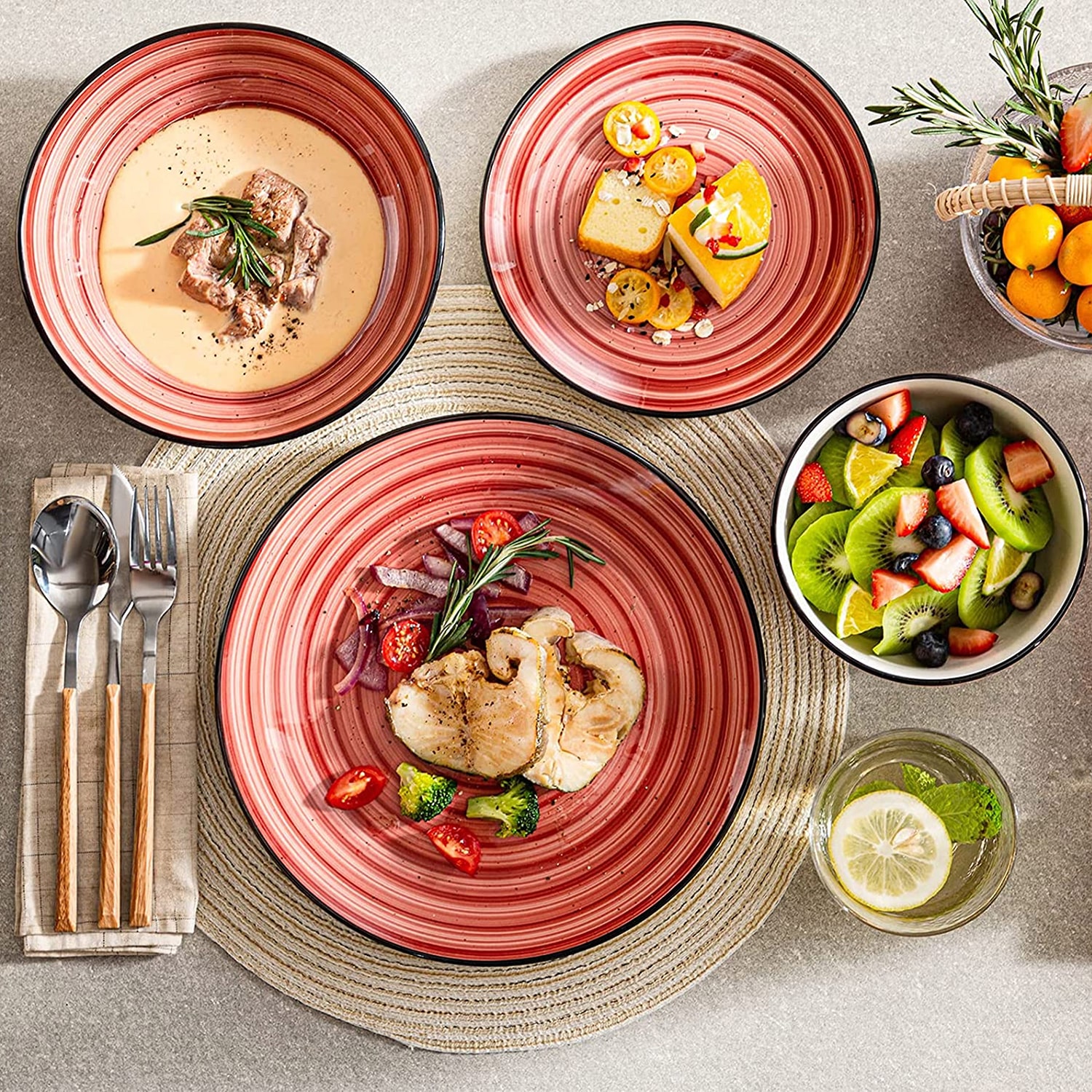 Elama -pc. Stoneware Dinnerware Set