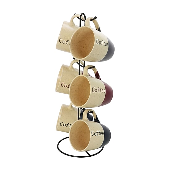 Elama Coffee House 6-pc. Stoneware Mug Set with Stand