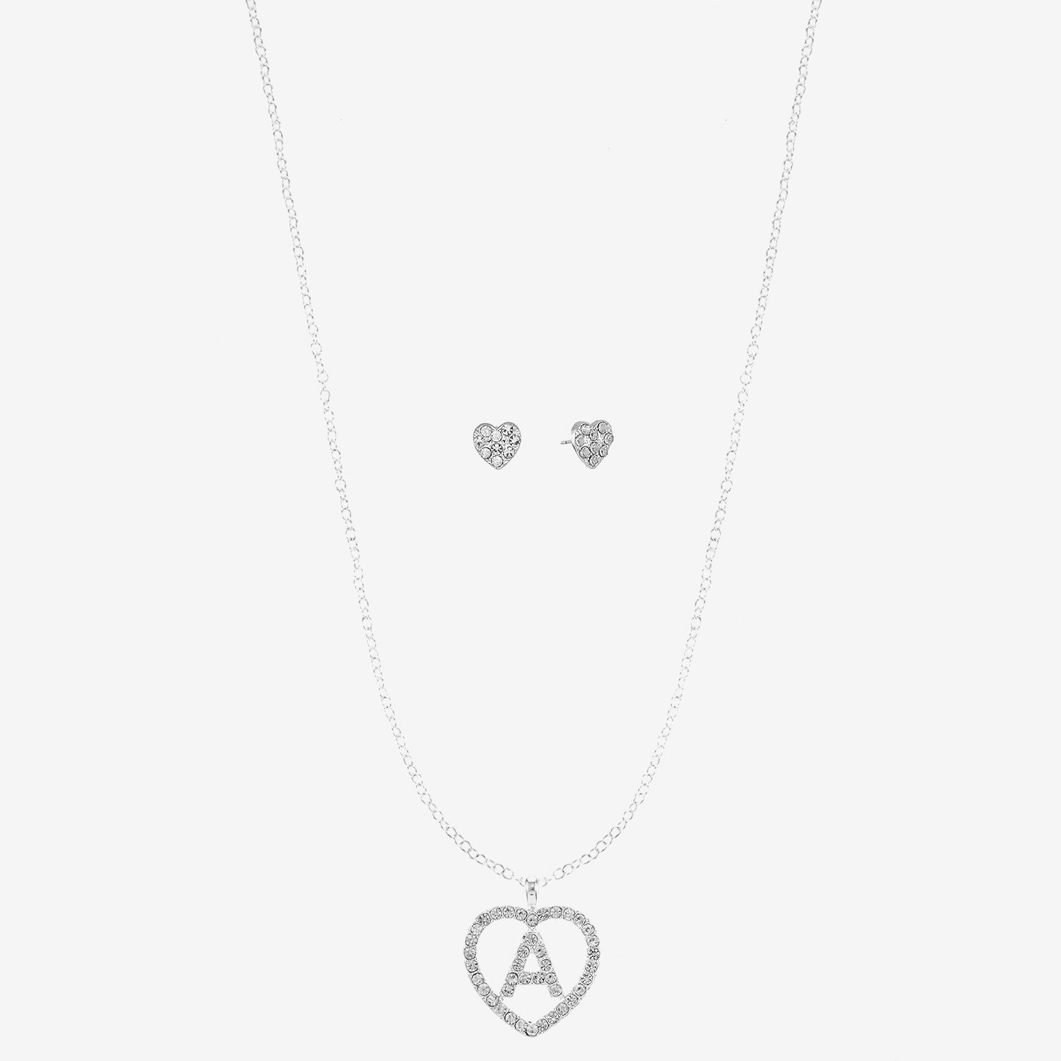 Monet Jewelry Initial Pendant Necklace And Stud Earring Womens Glass Heart 2-pc. Set