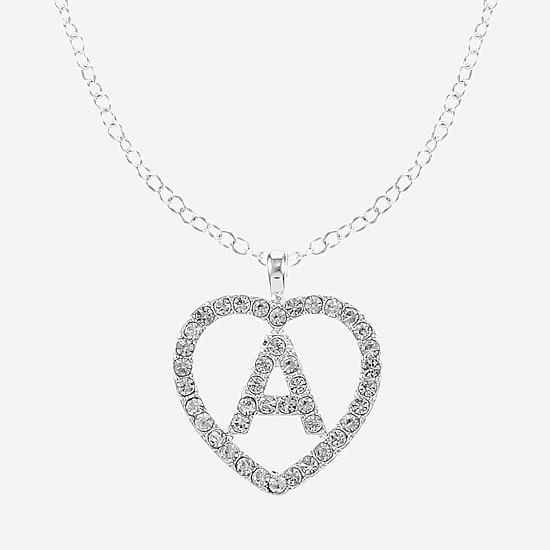 Monet Jewelry Initial Pendant Necklace And Stud Earring Womens Glass Heart 2-pc. Jewelry Set
