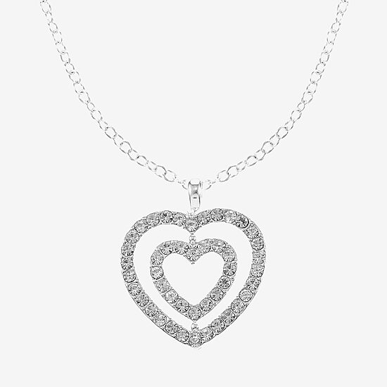 Monet Jewelry Initial Pendant Necklace And Stud Earring Womens Glass Heart 2-pc. Jewelry Set