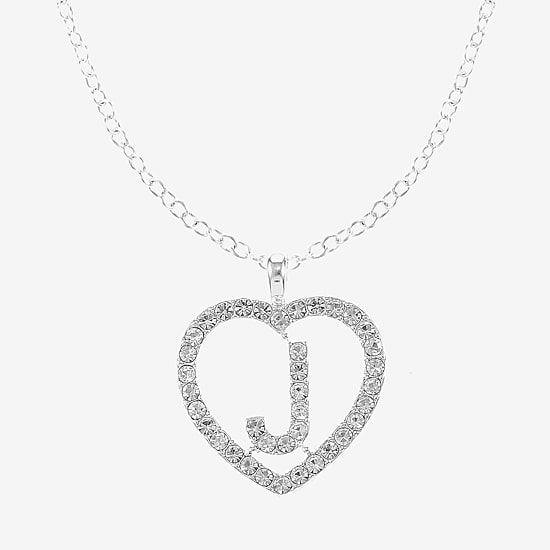 Monet Jewelry Initial Pendant Necklace And Stud Earring Womens Glass Heart 2-pc. Jewelry Set