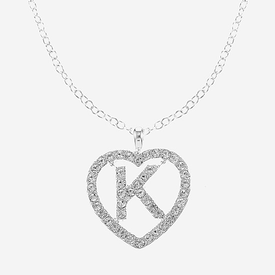 Monet Jewelry Initial Pendant Necklace And Stud Earring Womens Glass Heart 2-pc. Jewelry Set