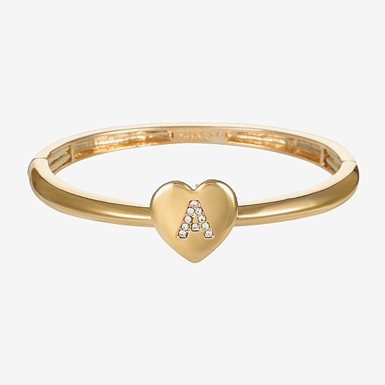 Monet Jewelry Initial Womens Glass Heart Stretch Bracelet