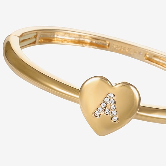 Monet Jewelry Initial Womens Glass Heart Stretch Bracelet