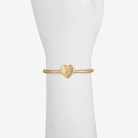 Monet Jewelry Initial Womens Glass Heart Stretch Bracelet