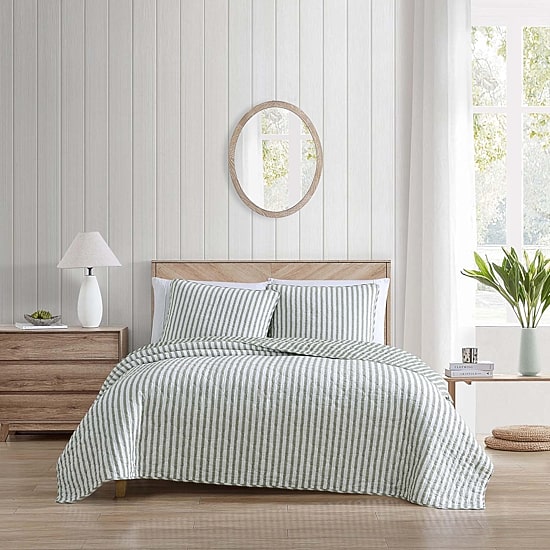 Stone Cottage Willow Way Ticking Stripe Quilt Set
