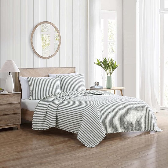 Stone Cottage Willow Way Ticking Stripe Quilt Set