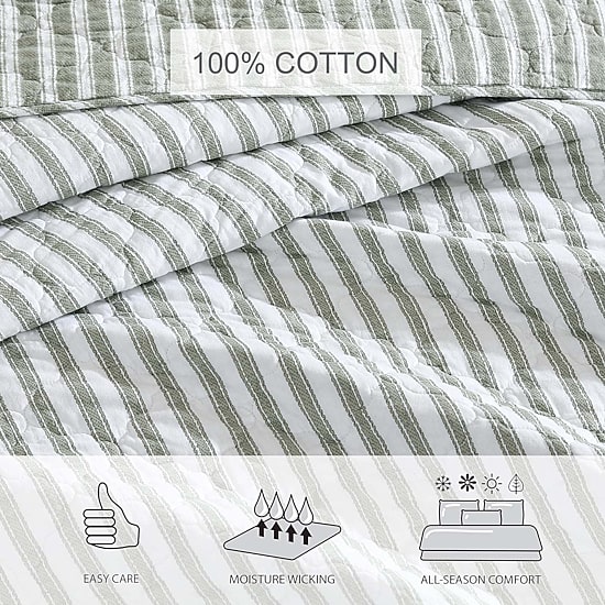 Stone Cottage Willow Way Ticking Stripe Quilt Set