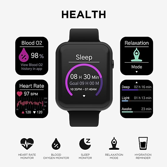 Itouch Air 4 Unisex Adult Black Smart Watch Ta4l01-G02