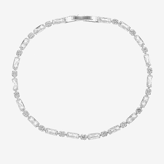 Sparkle Allure Womens Cubic Zirconia Pure Silver Over Brass Rectangular Round 7.5 Inch Tennis Bracelet